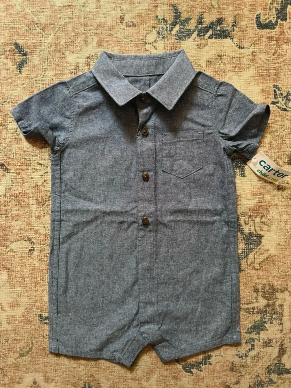 🌵3/$20 Carter’s Chambray Romper Blue 12M NWT